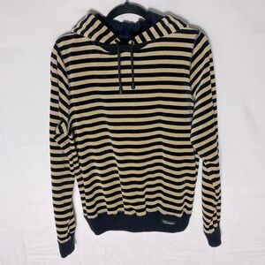 Vintage CYC Sports Black Tan Striped Velour Hoodie S